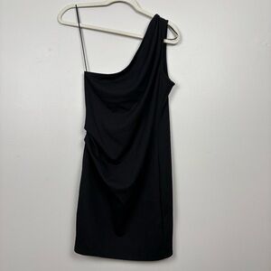 Jump Apparel Dress Medium One Shoulder Bodycon Mini Black
